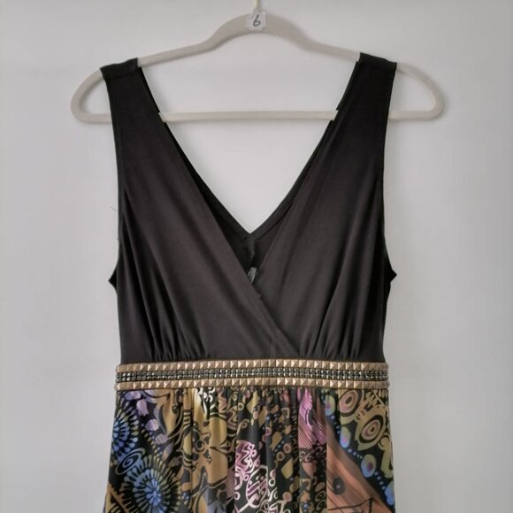 Connected Apparel Womens Multicolor Embellished Boho Floral Maxi Dress Size 10 - Picture 2 of 7